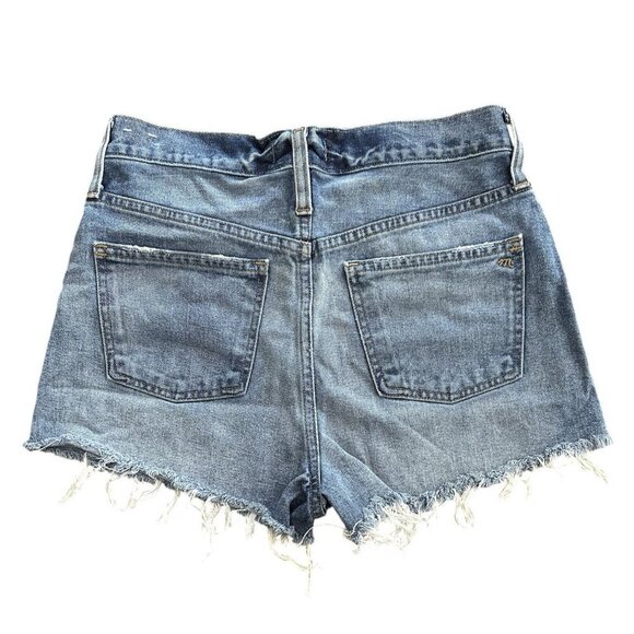 Madewell The Perfect Jean Short Size 26 Raw Hem Distressed Logo Denim - Picture 6 of 9